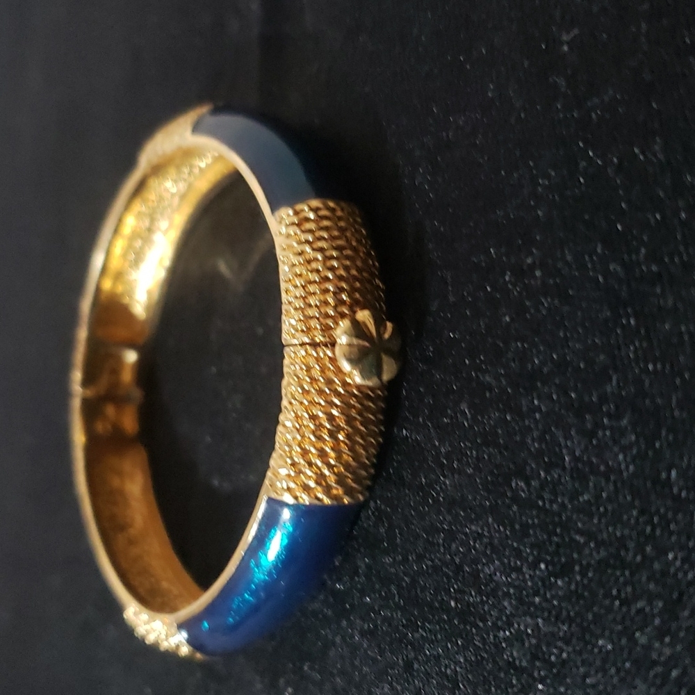 Butler Gold Tone and Blue Bangle Bracelet